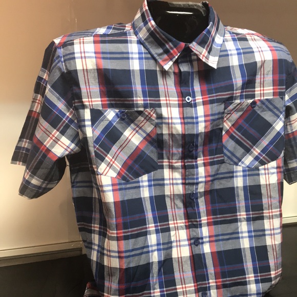 Akademiks 2XL Casual Plaid Short Sleeve Shirt - Picture 3 of 10
